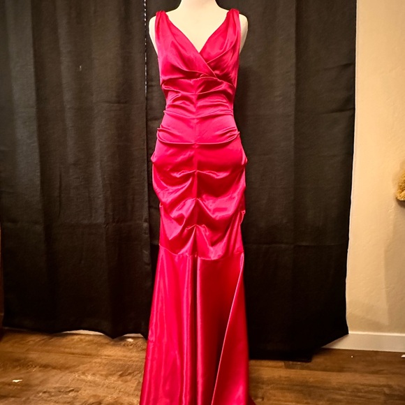 CACHE SATIN PINK MERMAID SEXY FORMAL GOWN Shaping Slimming Prom dress - Picture 12 of 13